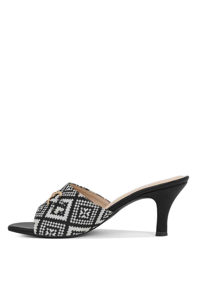 women textured tapestry kitten heels#color_black-White