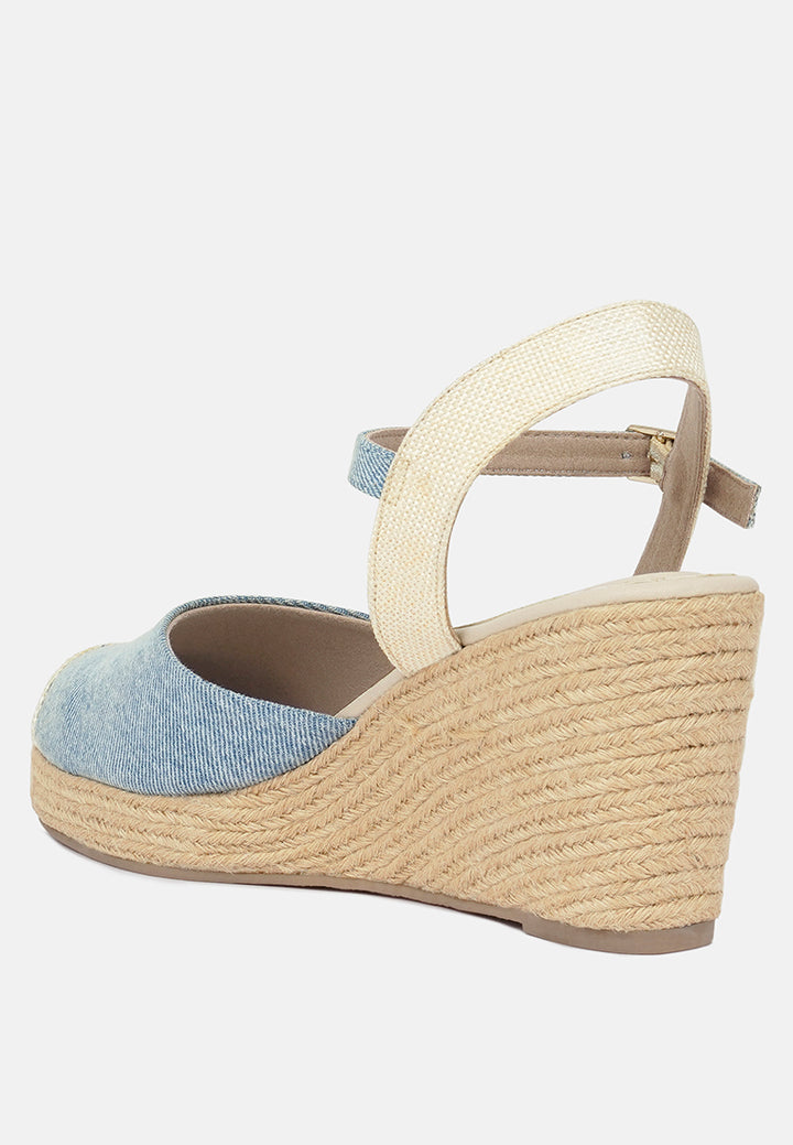 women strappy denim espadrille wedges#color_light-blue