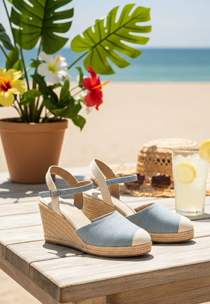 women strappy denim espadrille wedges#color_light-blue