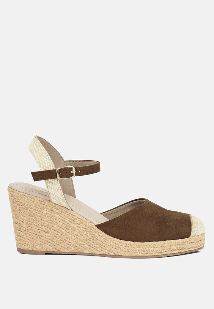 women soft microfiber espadrille wedges#color_tan