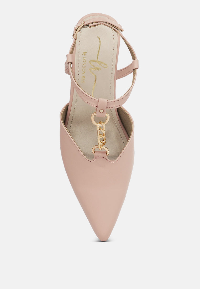 women metallic chain t strap sandals#color_nude