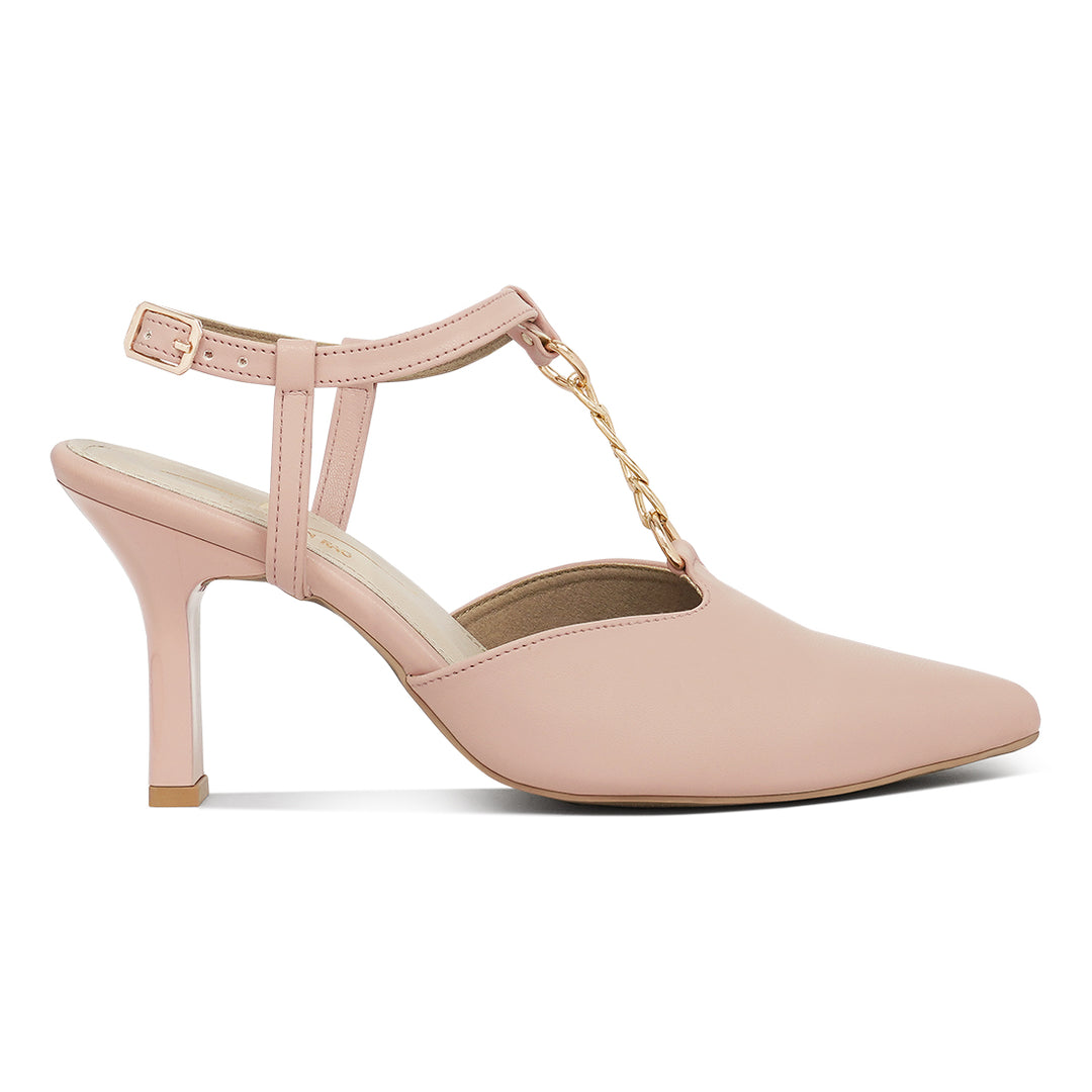 women metallic chain t strap sandals#color_nude