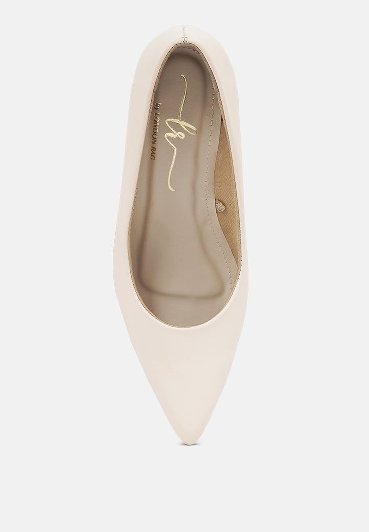 women faux leather stiletto pumps#color_beige