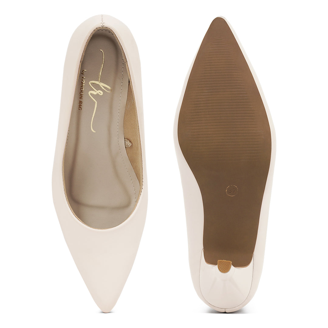 women faux leather stiletto pumps#color_beige