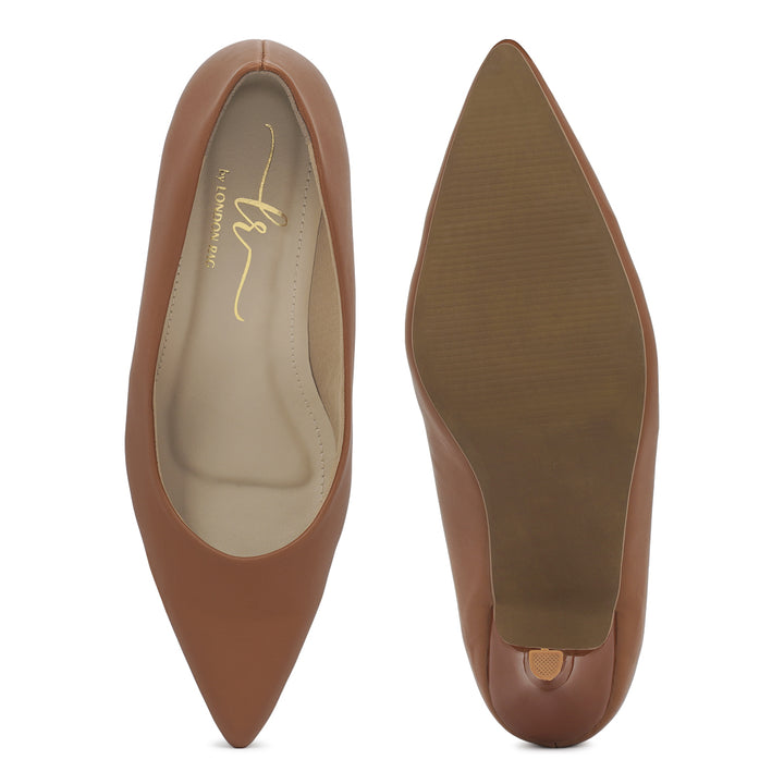 women faux leather stiletto pumps#color_brown