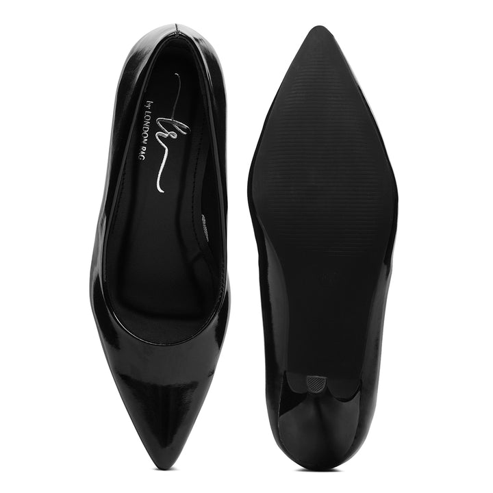 women patent faux leather stiletto pumps#colorblack