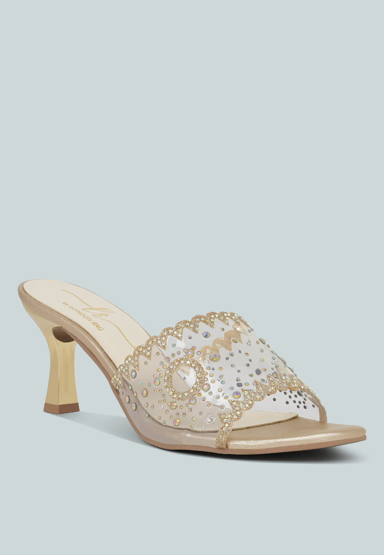 women rhinestones & glitter embellished kitten heels#color_gold