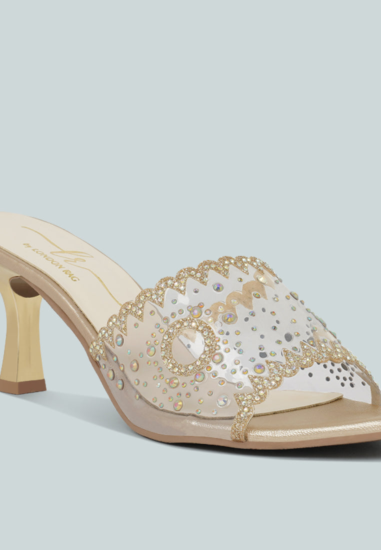 women rhinestones & glitter embellished kitten heels#color_gold