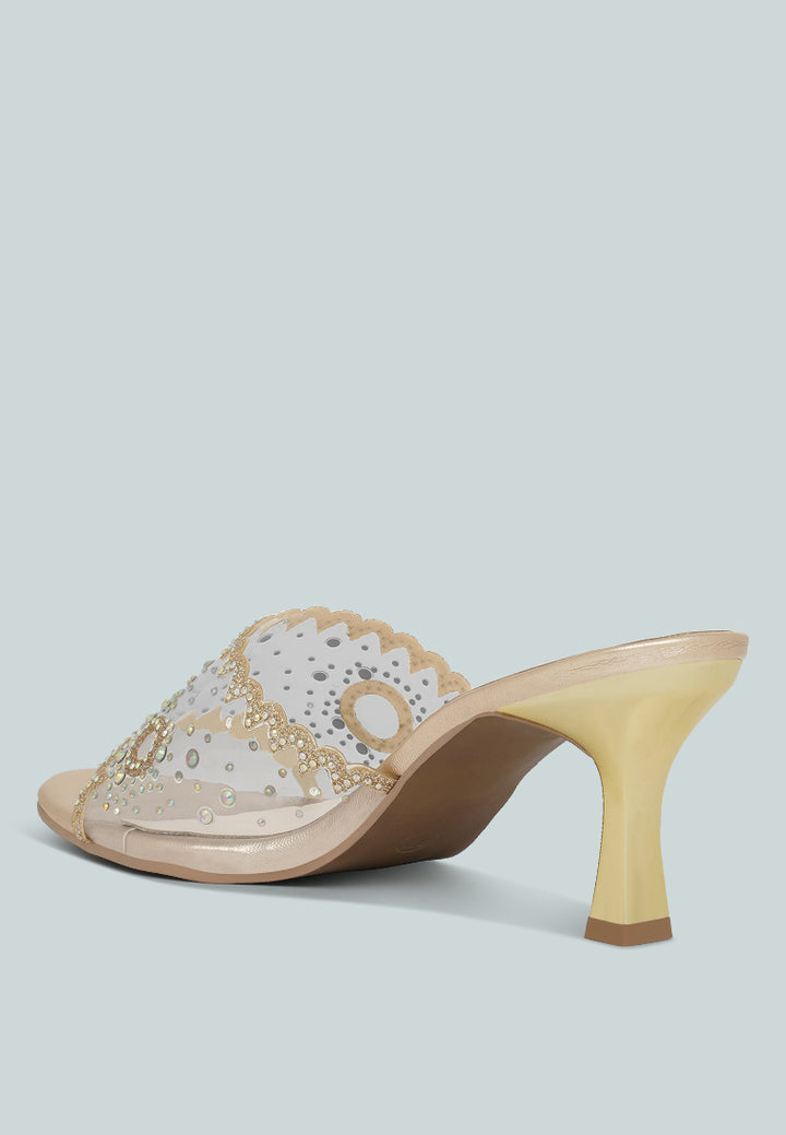 women rhinestones & glitter embellished kitten heels#color_gold