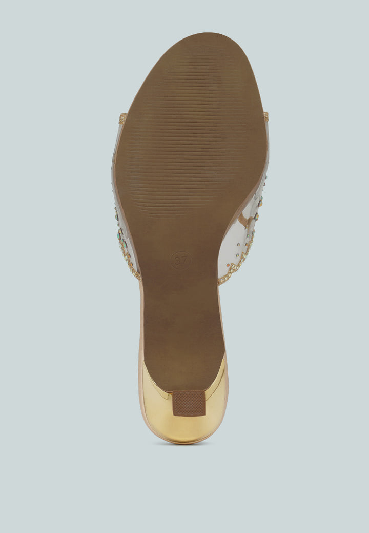 women rhinestones & glitter embellished kitten heels#color_gold