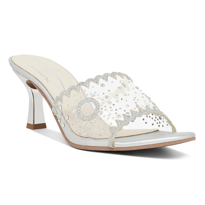 women rhinestones & glitter embellished kitten heels#color_silver