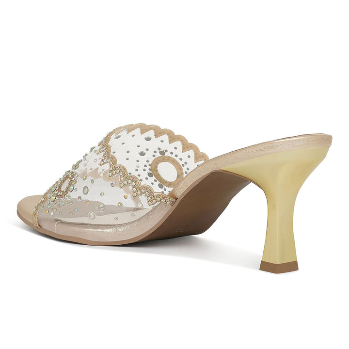 women rhinestones & glitter embellished kitten heels#color_light-gold