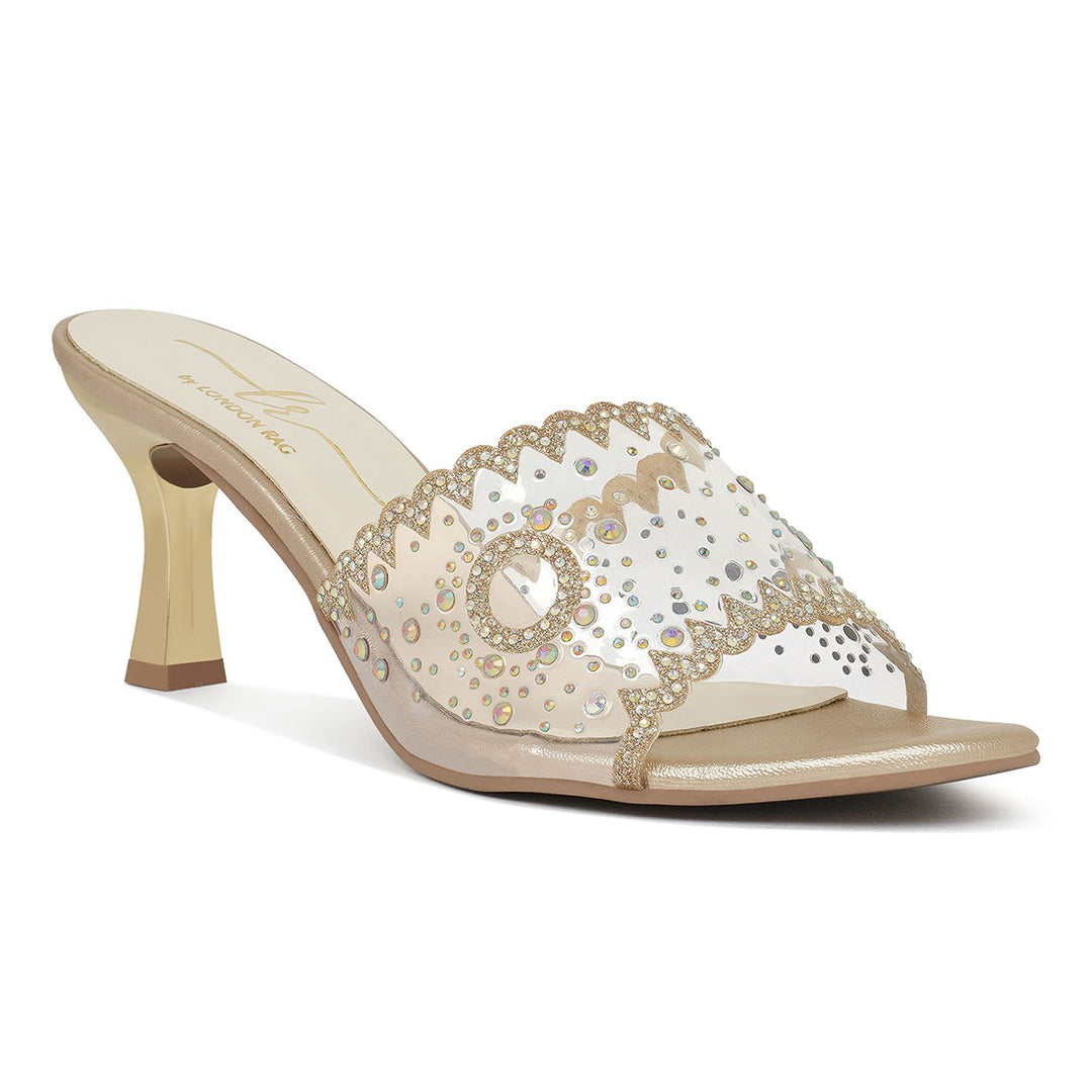 women rhinestones & glitter embellished kitten heels#color_light-gold