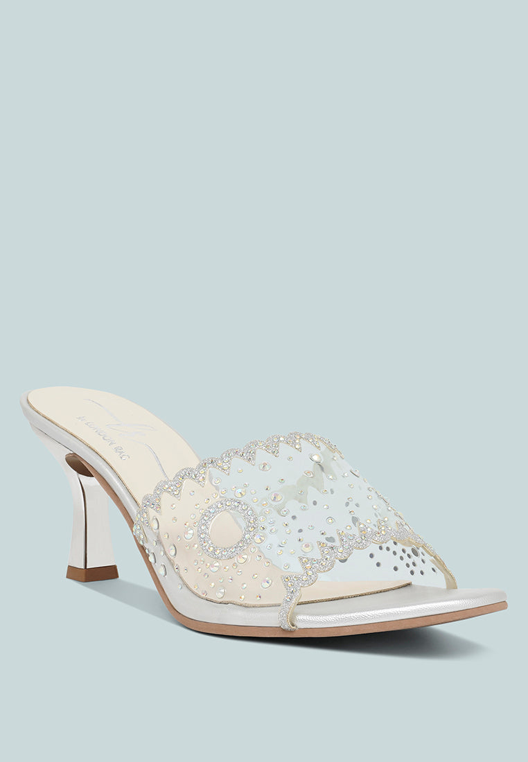 women rhinestones & glitter embellished kitten heels#color_silver