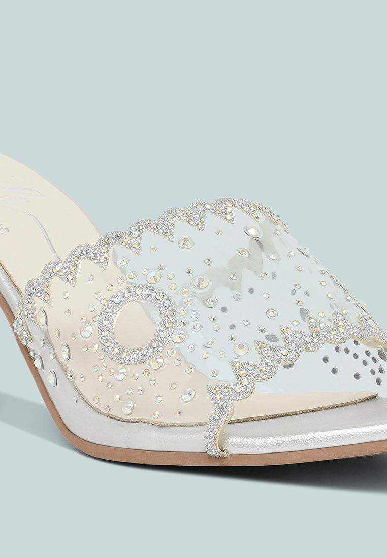 women rhinestones & glitter embellished kitten heels#color_silver