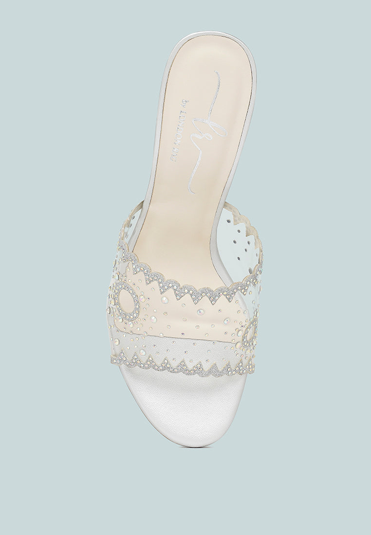 women rhinestones & glitter embellished kitten heels#color_silver