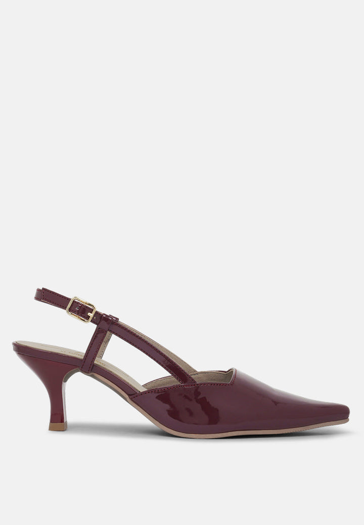 women patent faux leather slingback heels#color_burgundy