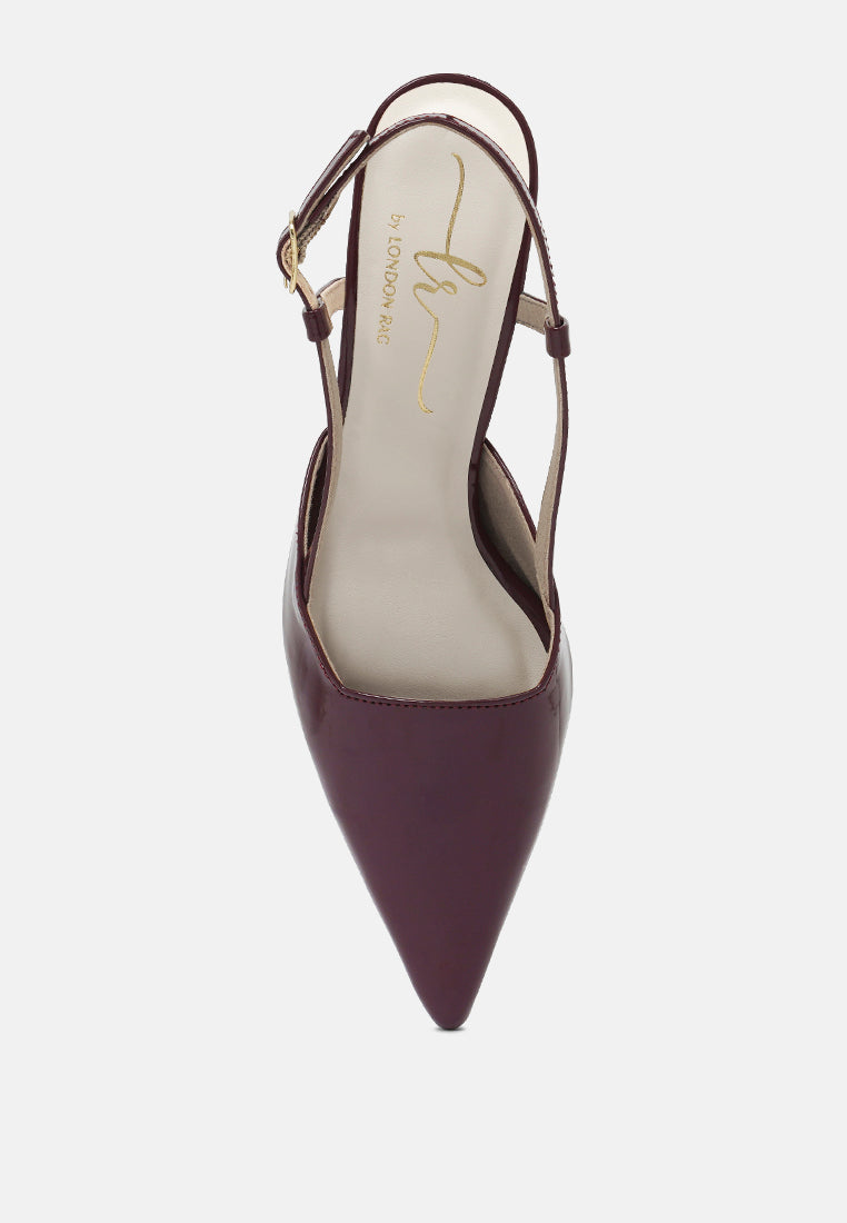 women patent faux leather slingback heels#color_burgundy