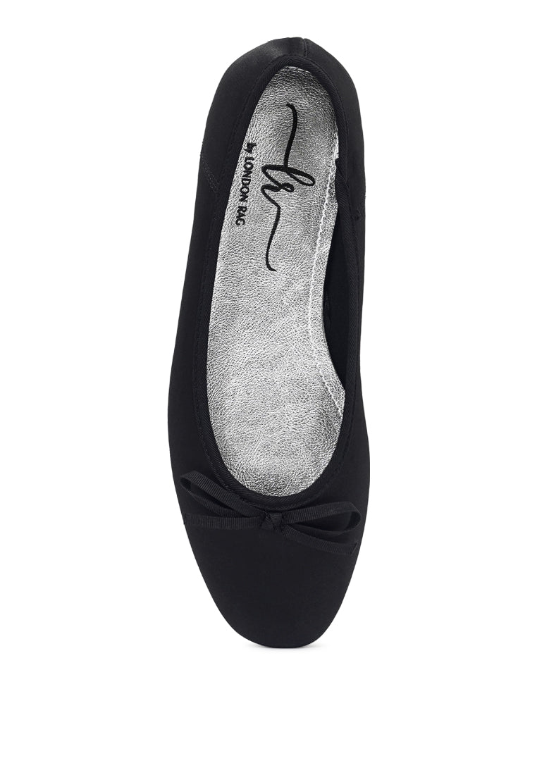 women bow detail satin ballerinas#color_black