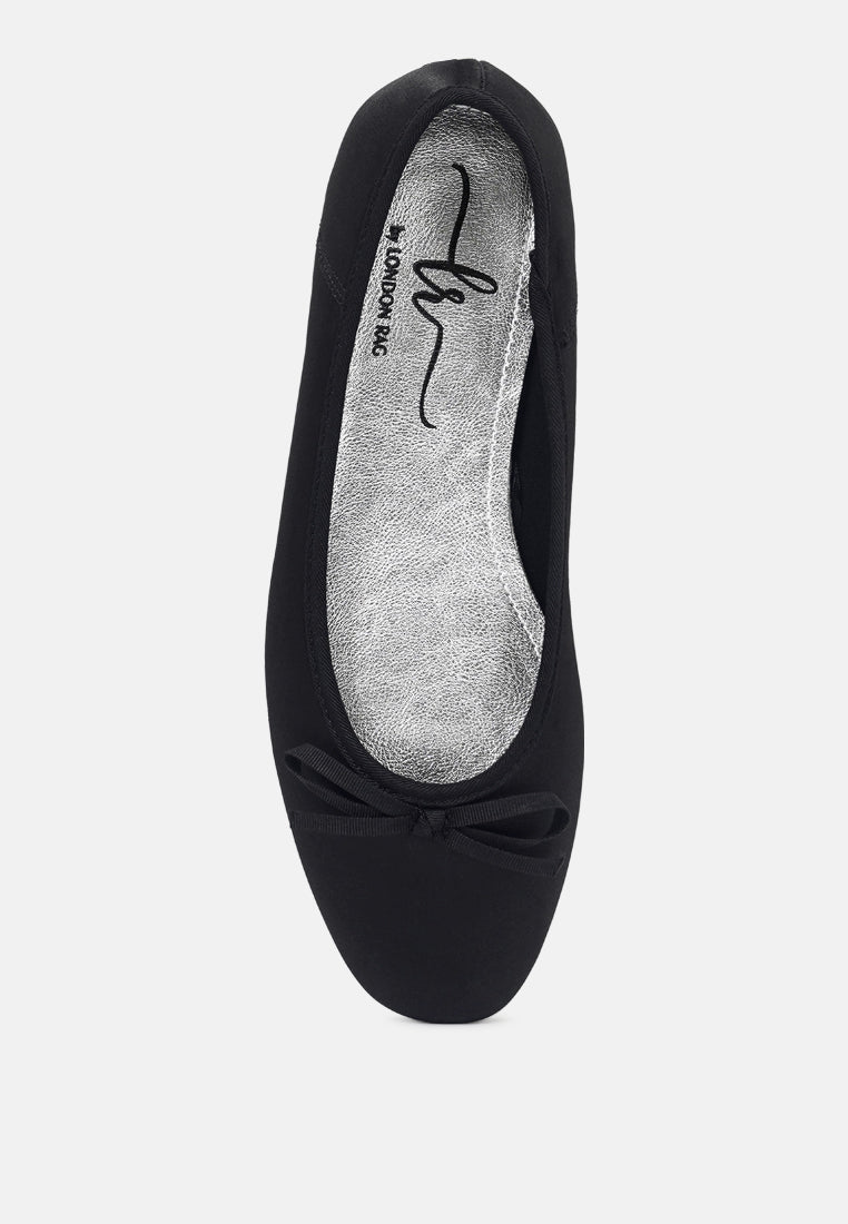 women bow detail satin ballerinas#color_black