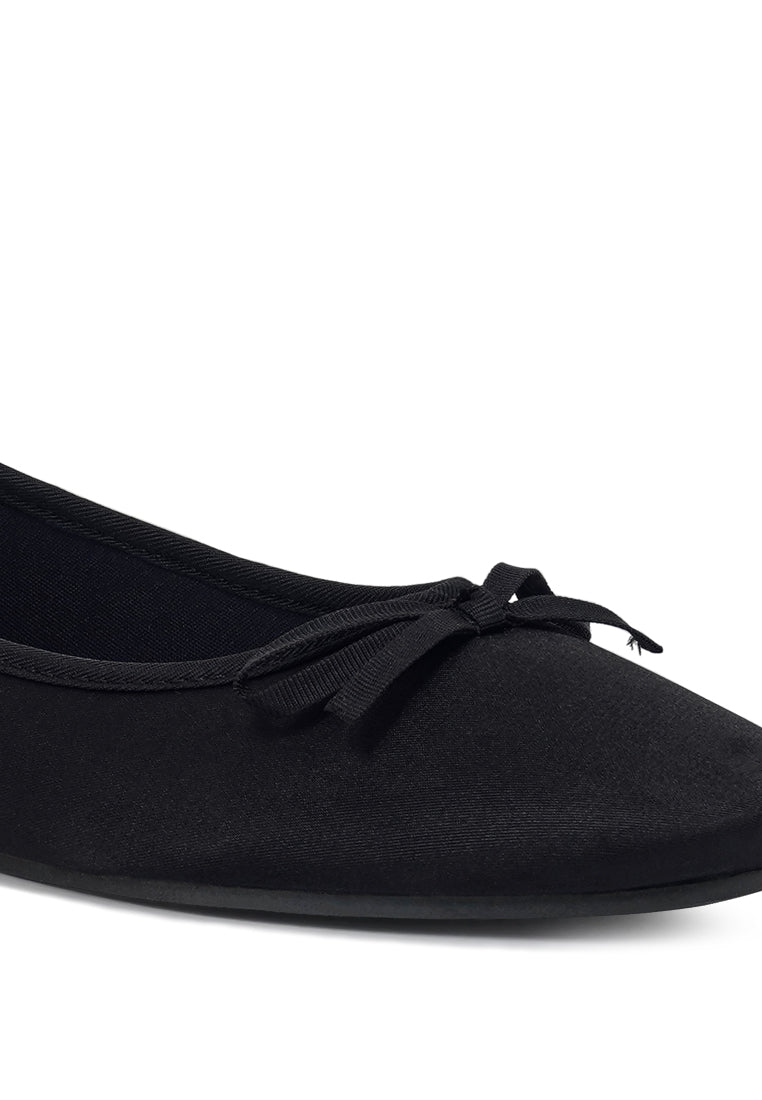 women bow detail satin ballerinas#color_black
