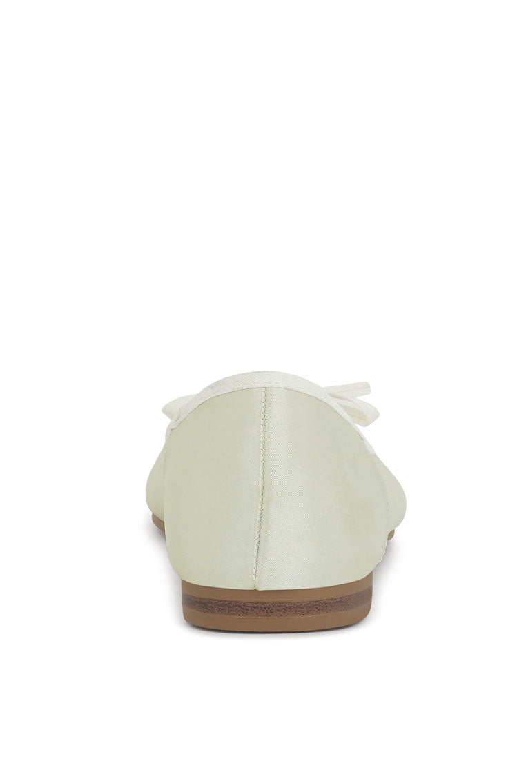Women Bow Detail Satin Ballerinas