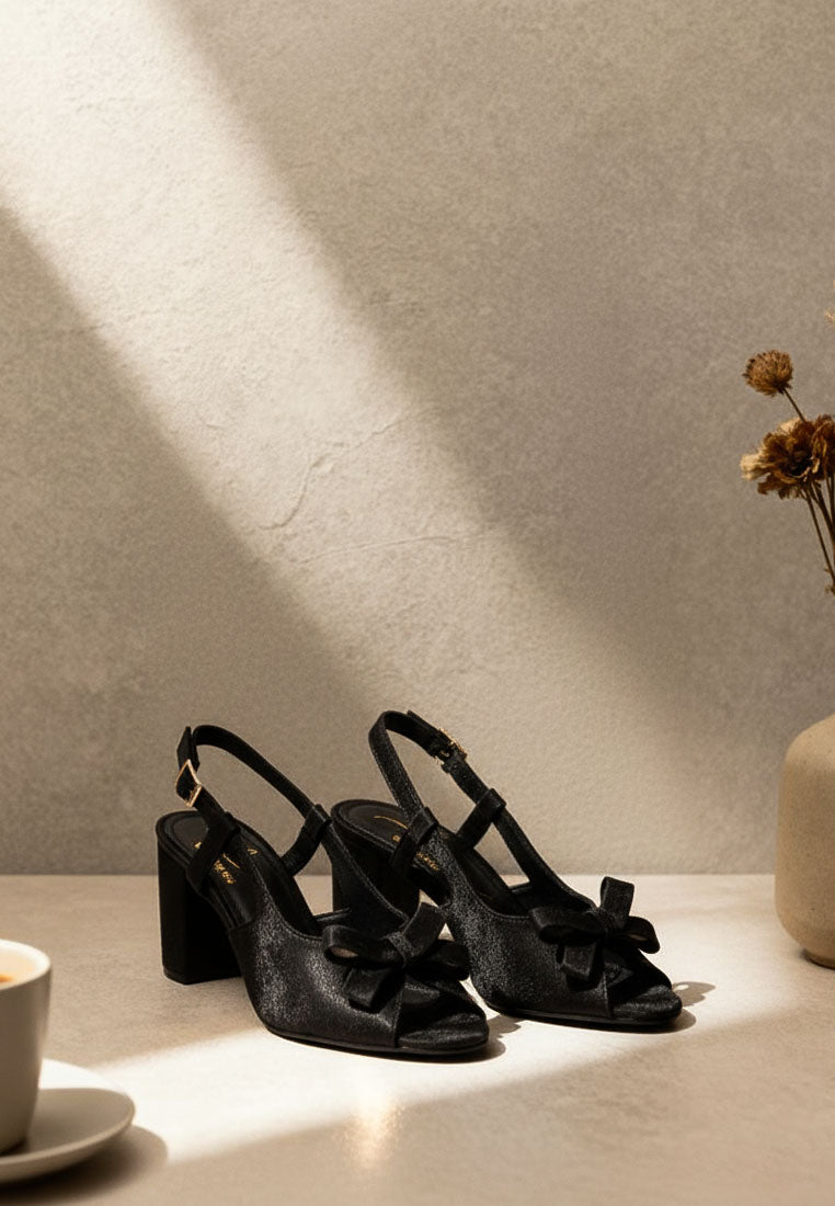 women the bow affair microfiber sandals#color_black