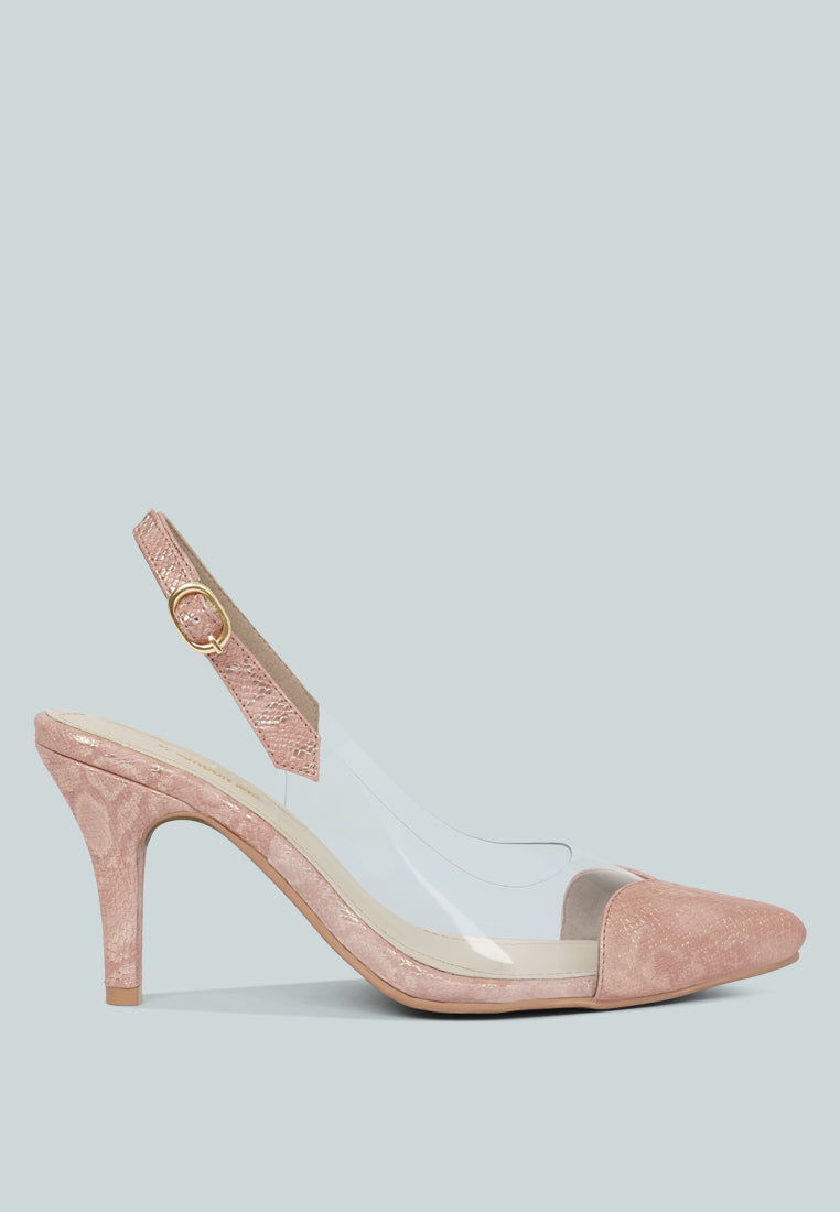 women pointed toe slingback heels#color_pink