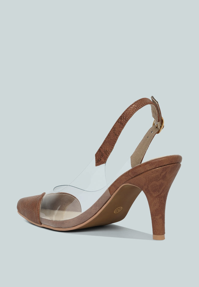 women pointed toe slingback heels#color_brown