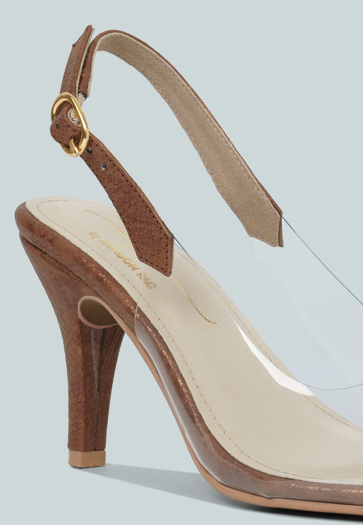 women pointed toe slingback heels#color_brown
