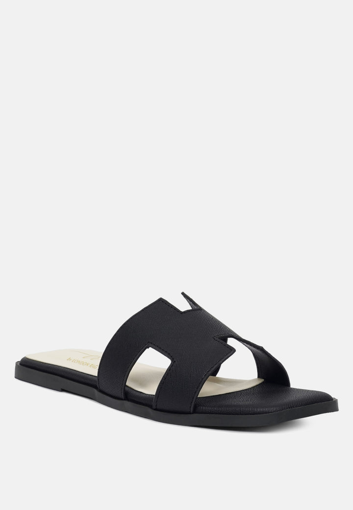 women square toe slip on flats#color_black