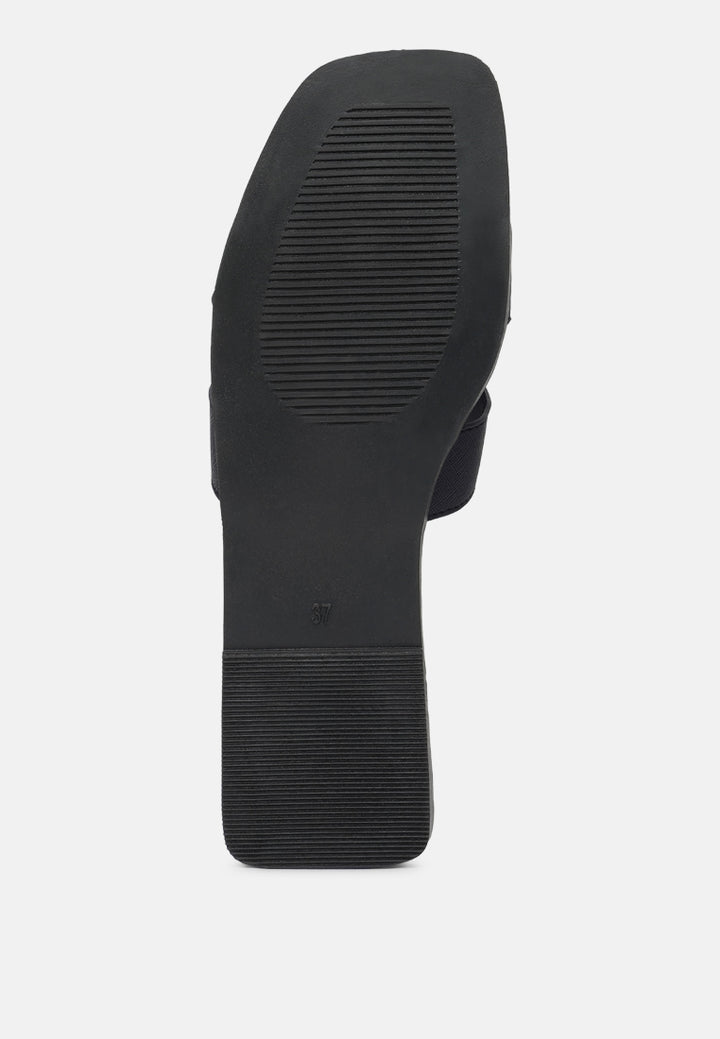 women square toe slip on flats#color_black