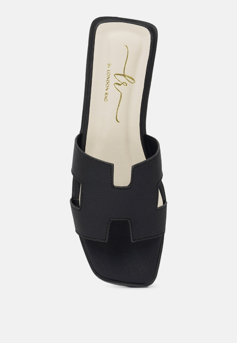 women square toe slip on flats#color_black