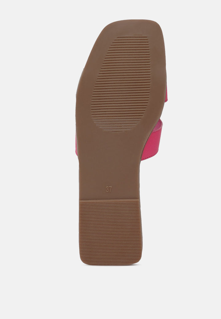 women square toe slip on flats#color_fuchsia