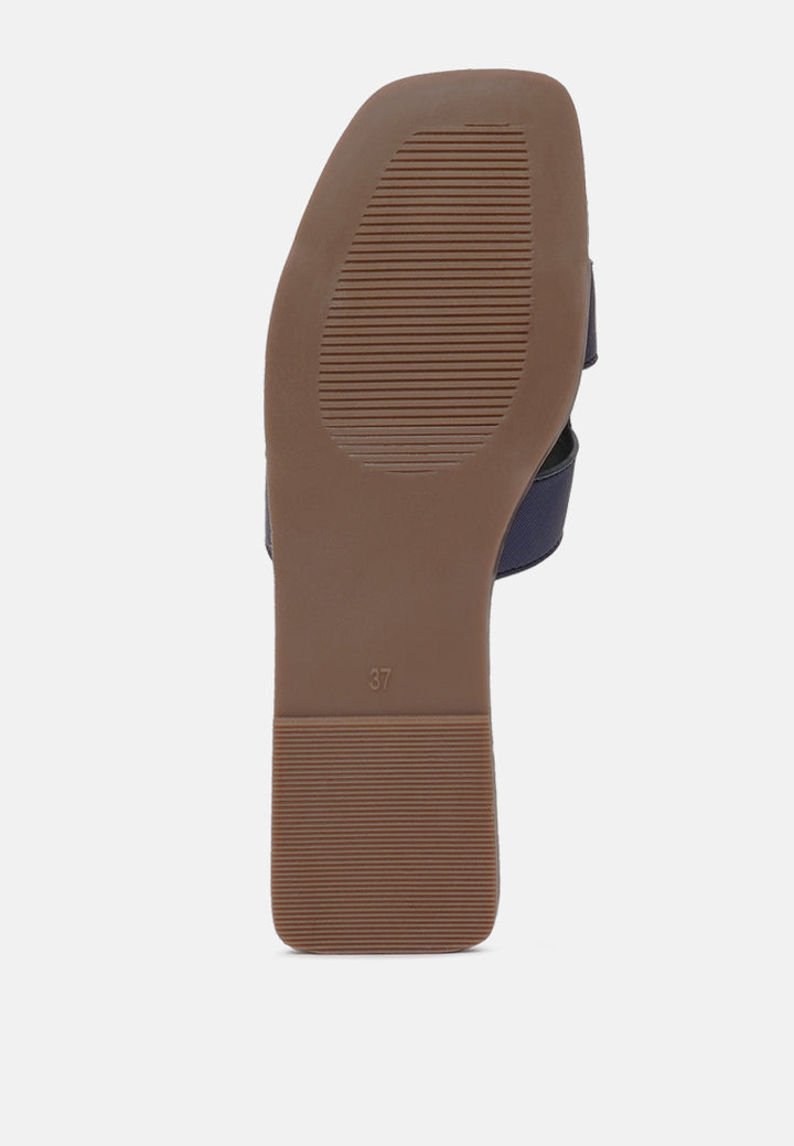 women square toe slip on flats#color_navy-blue