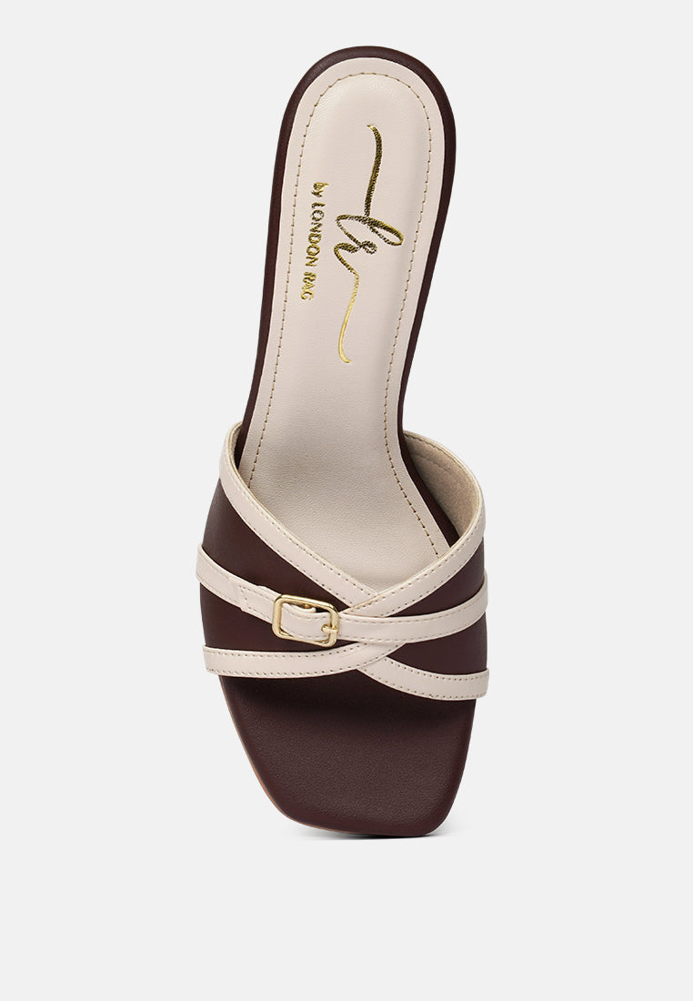 women square-toe flared block heels#color_brown-beige