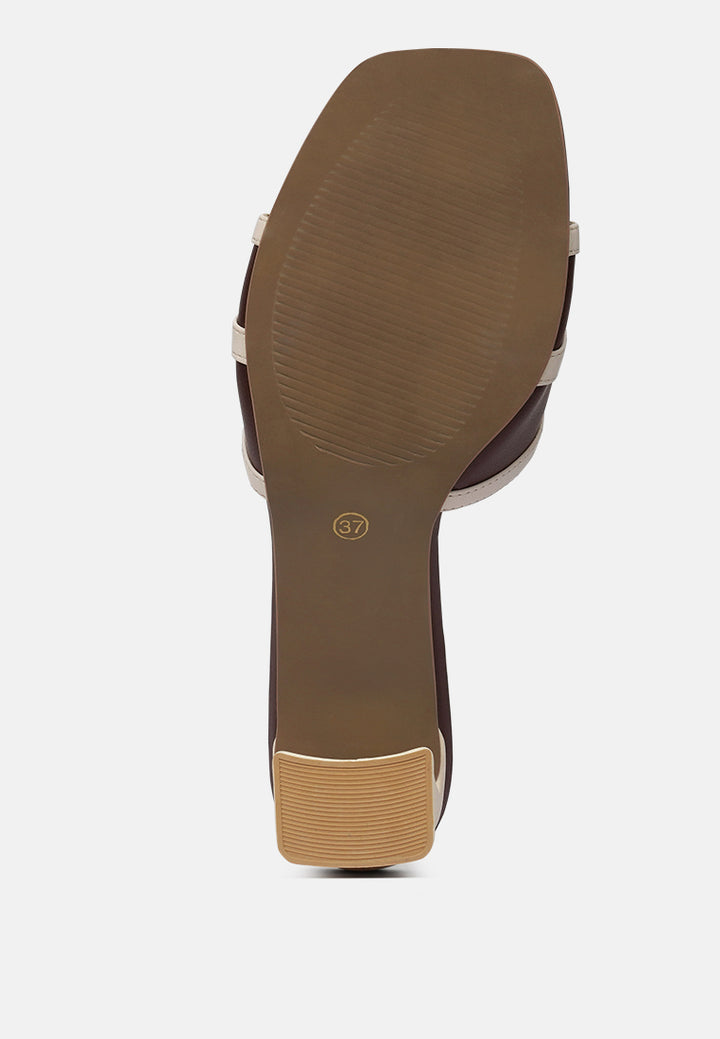 women square-toe flared block heels#color_brown-beige