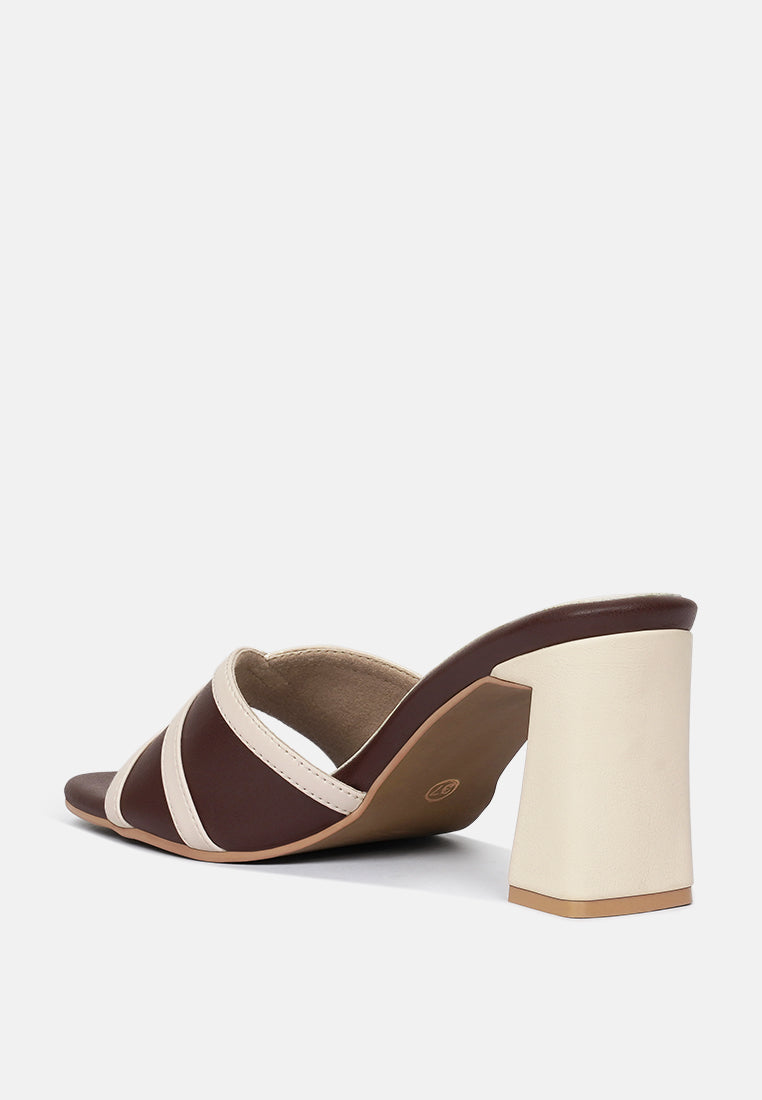 women square-toe flared block heels#color_brown-beige