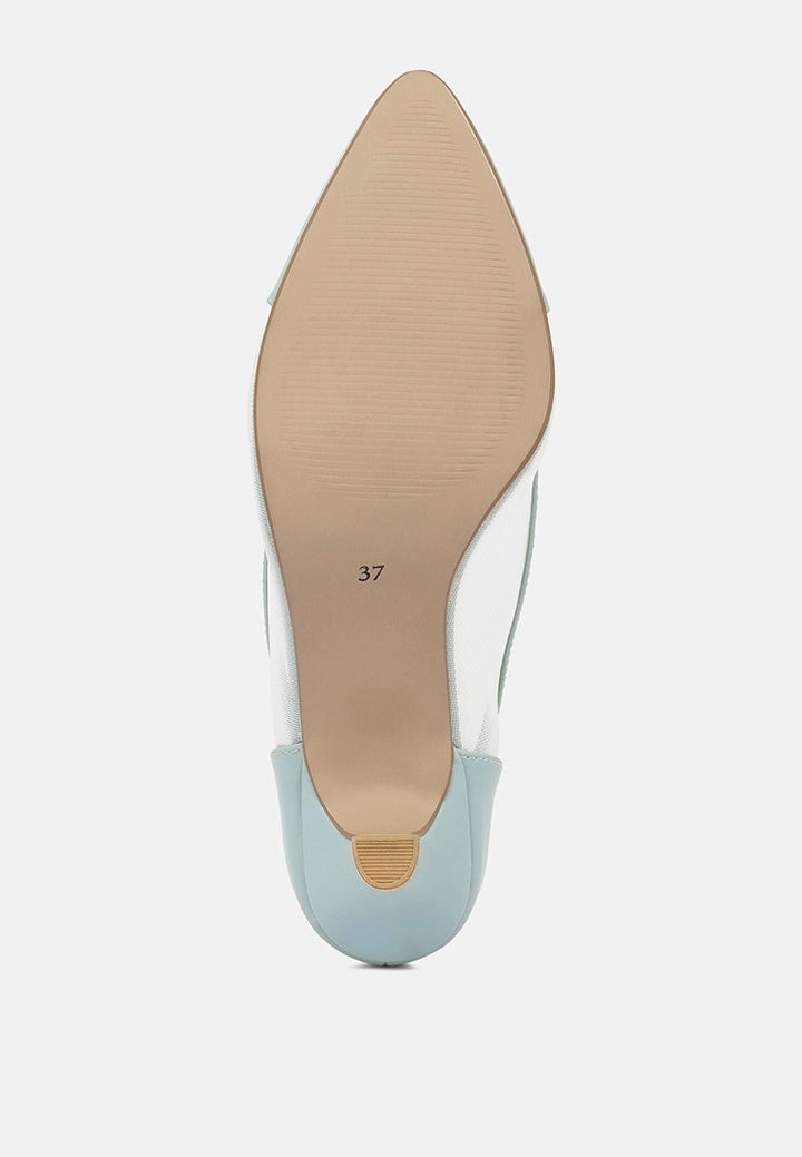 women mesh & faux leather pumps#color_powder-blue