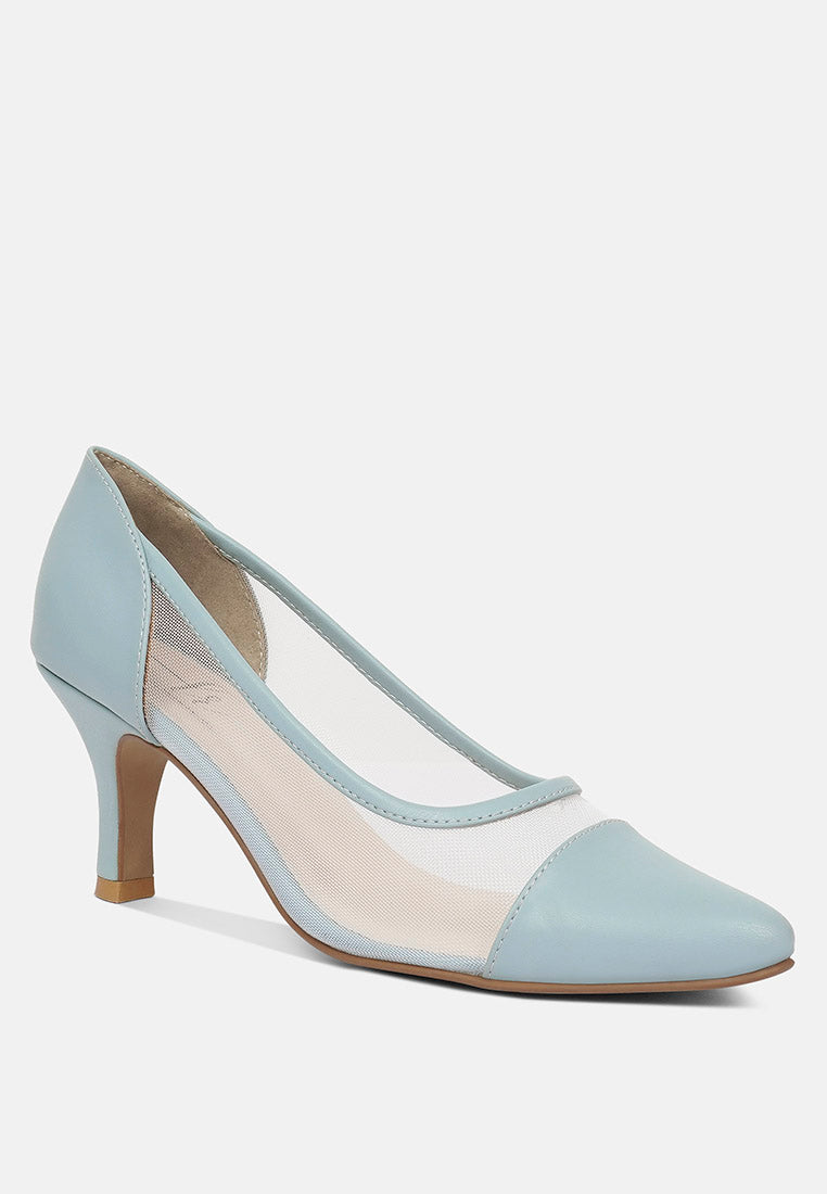 women mesh & faux leather pumps#color_powder-blue