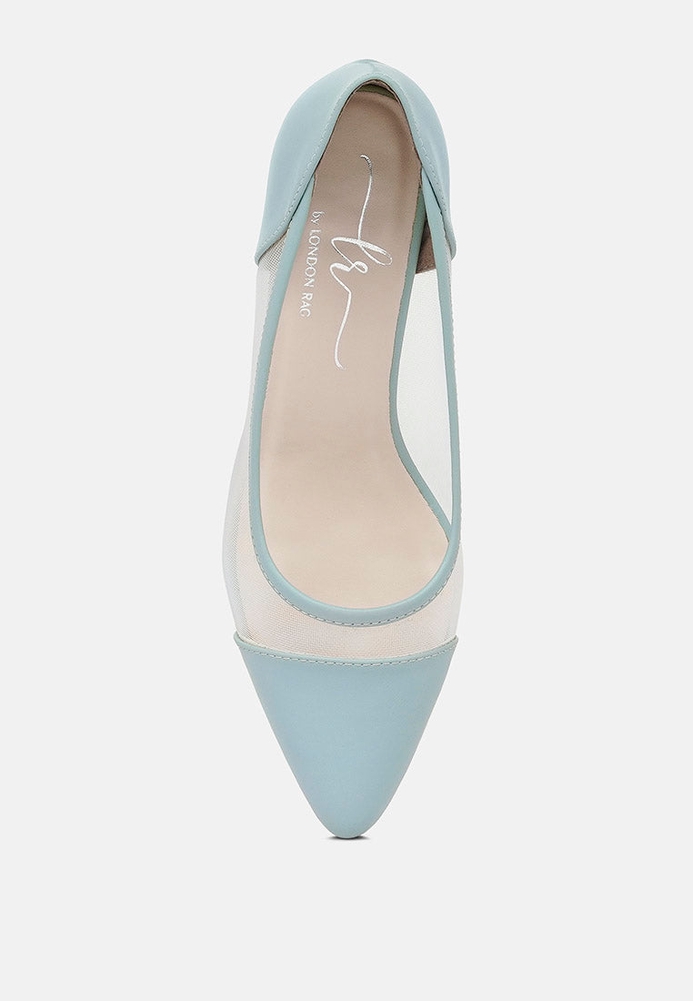 women mesh & faux leather pumps#color_powder-blue