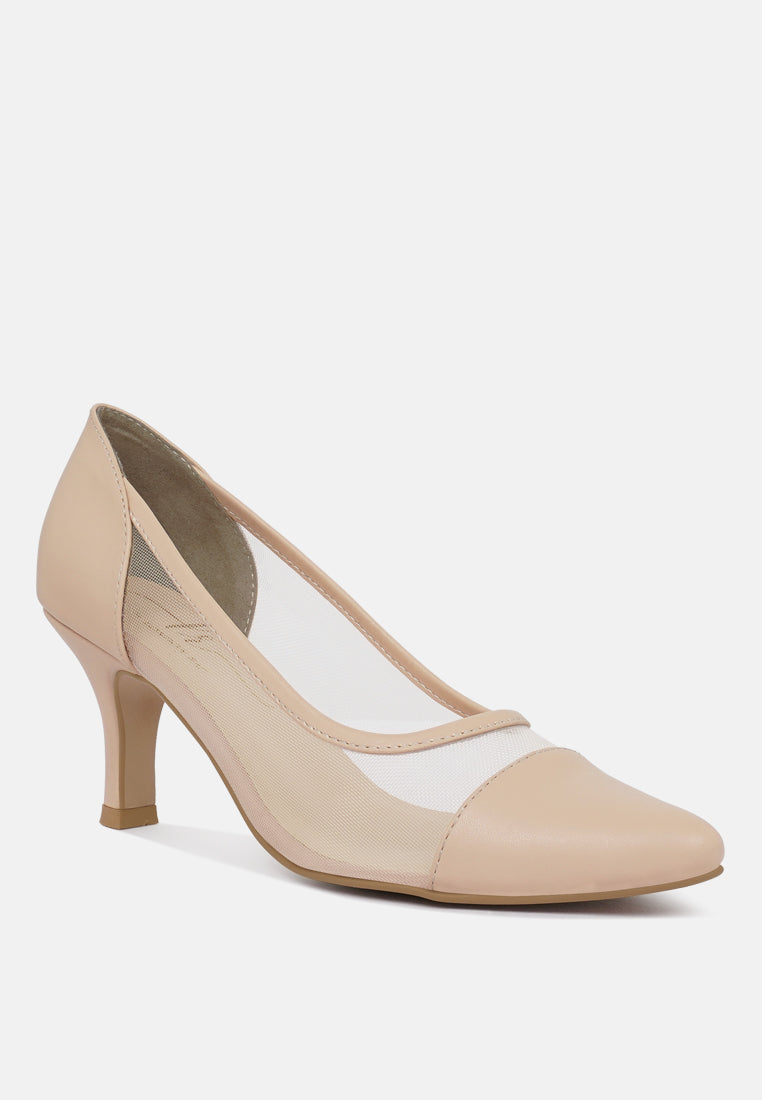 women mesh & faux leather pumps#color_blush-pink