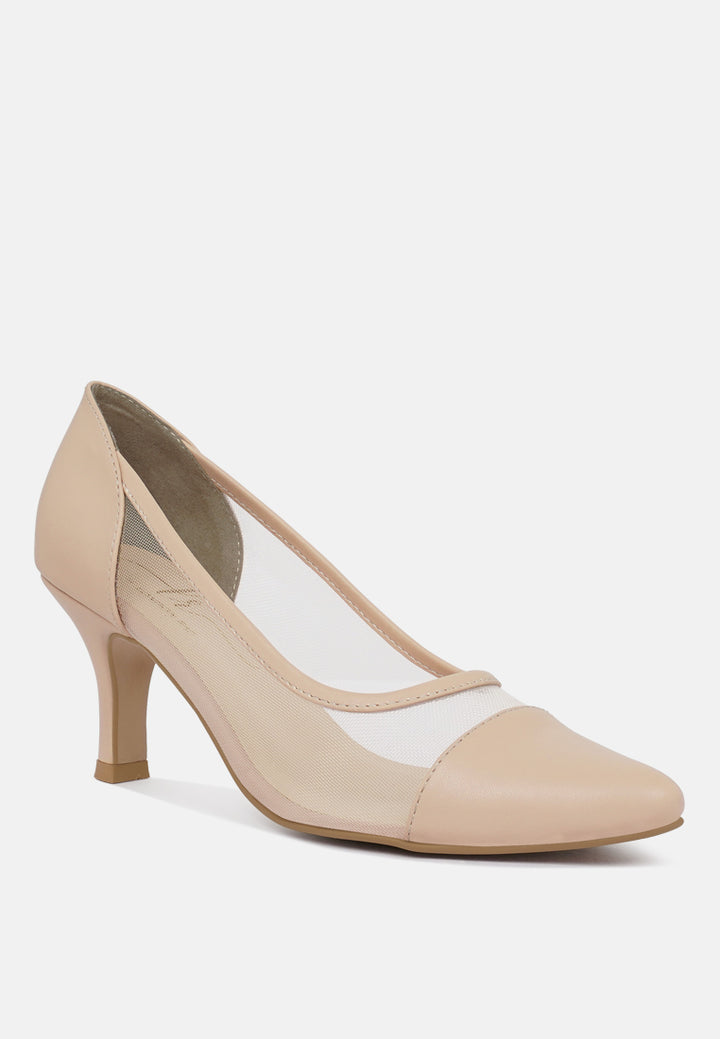 women mesh & faux leather pumps#color_blush-pink
