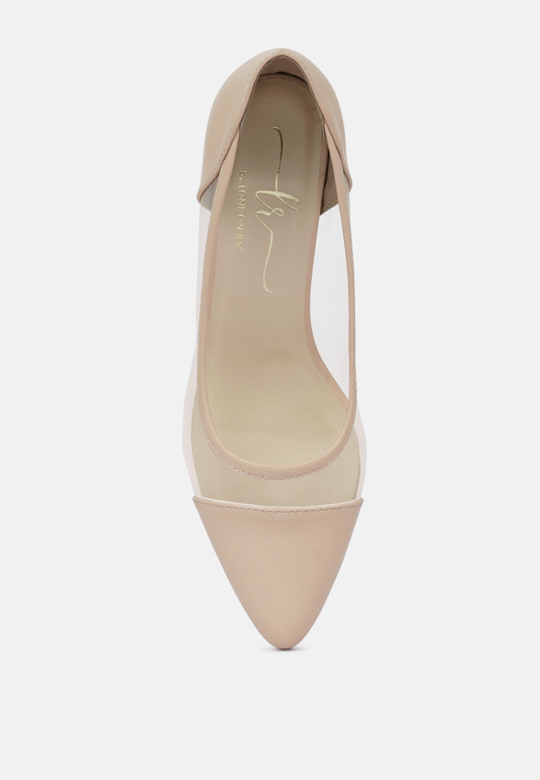 women mesh & faux leather pumps#color_blush-pink