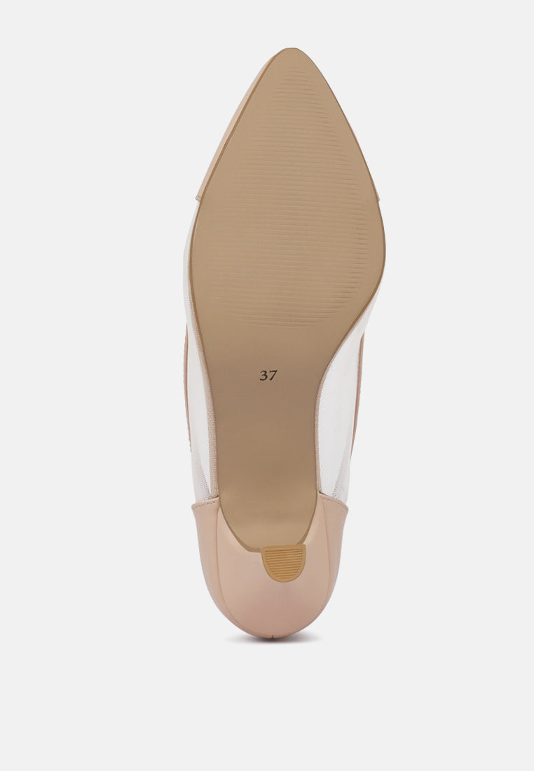 women mesh & faux leather pumps#color_blush-pink