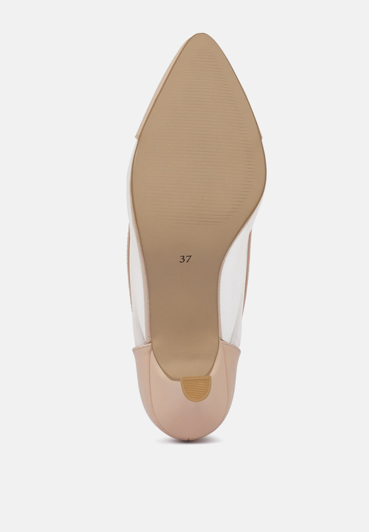 women mesh & faux leather pumps#color_blush-pink
