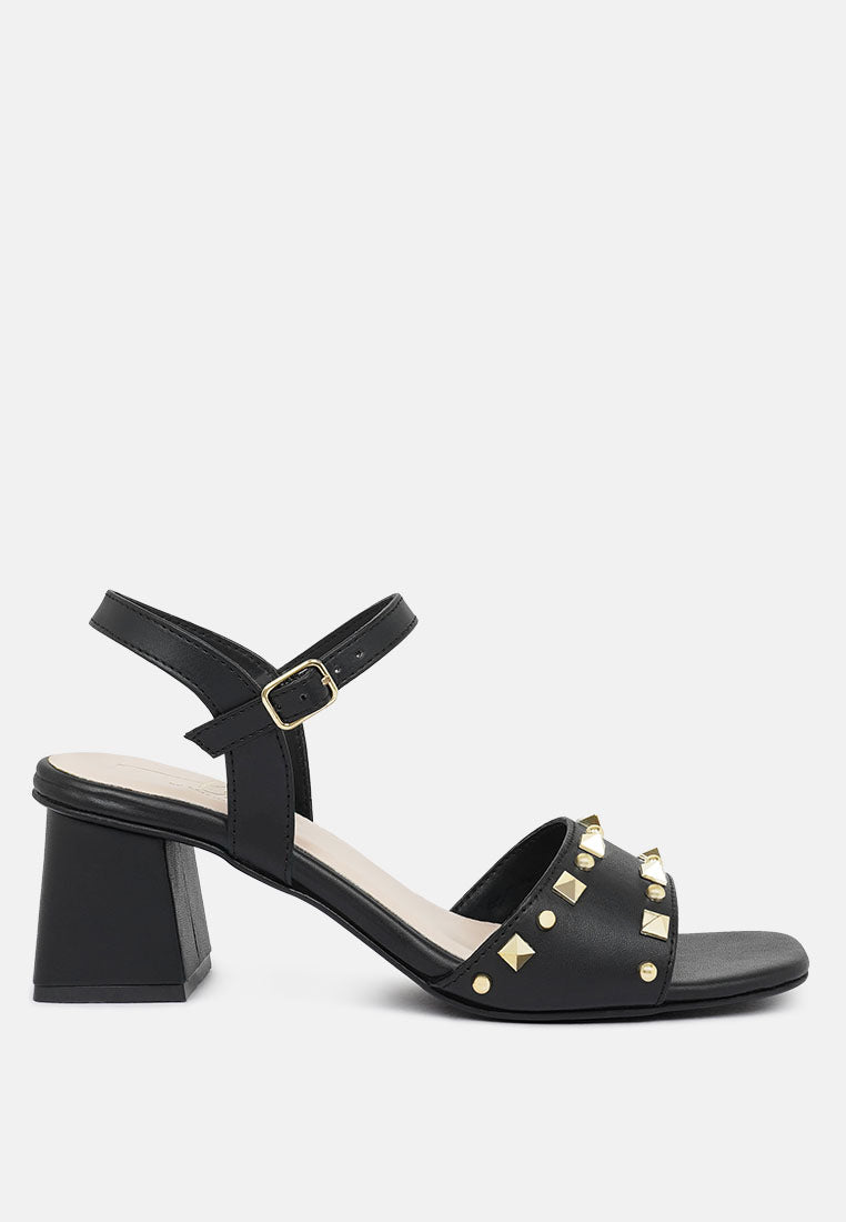 women studded block heel sandals#color_black