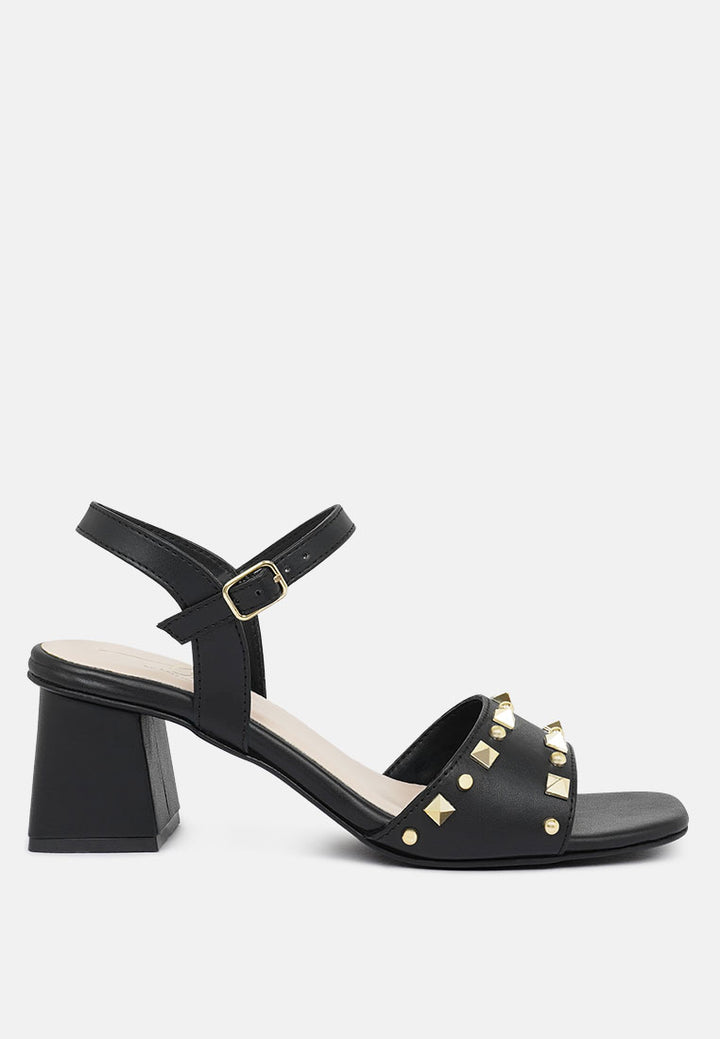women studded block heel sandals#color_black