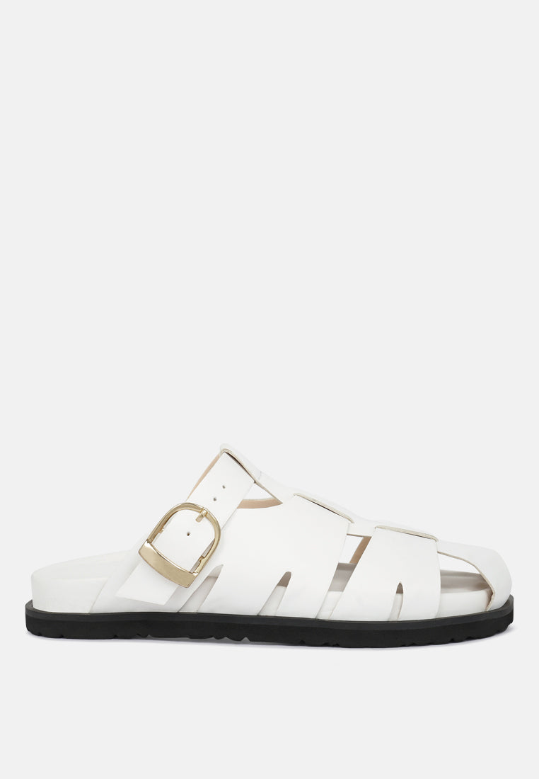 women faux leather slip on flats#color_white