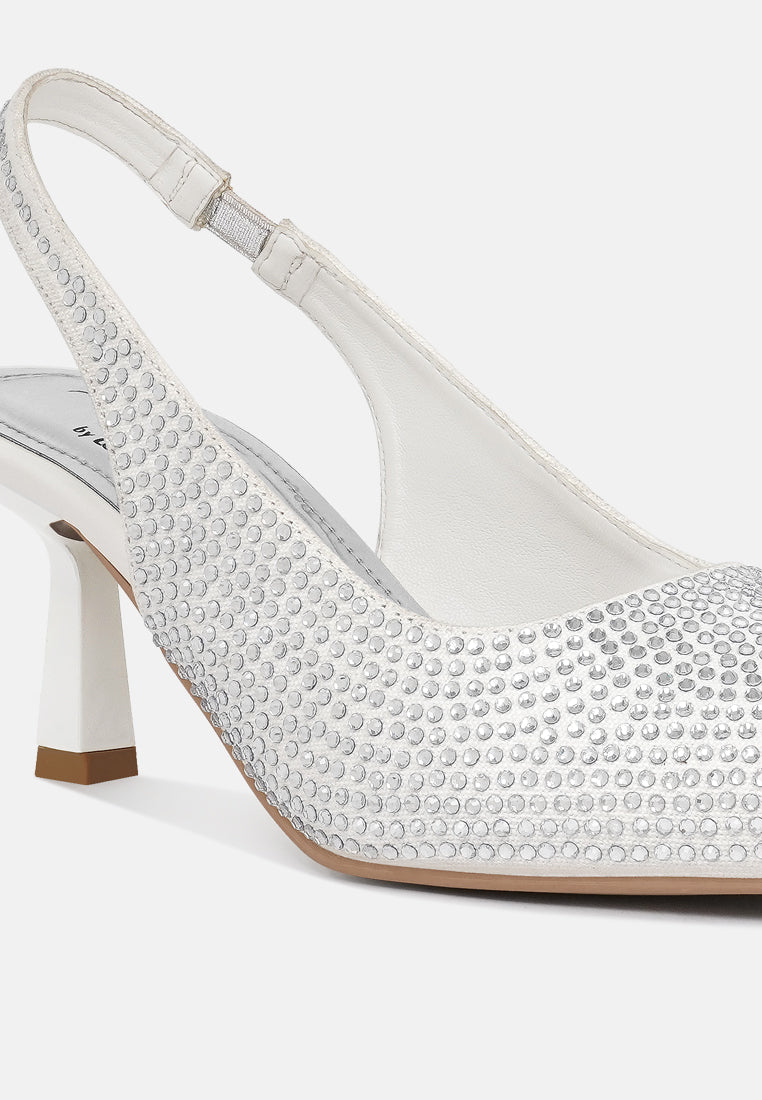 women rhinestonesâ slingbackâ pumps#color_white